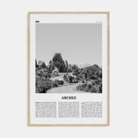 Arches National Park Poster Natural Wood / 8x12 in Nbourhood Travel B&W Poster