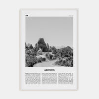 Arches National Park Poster White Wood / 8x12 in Nbourhood Travel B&W Poster