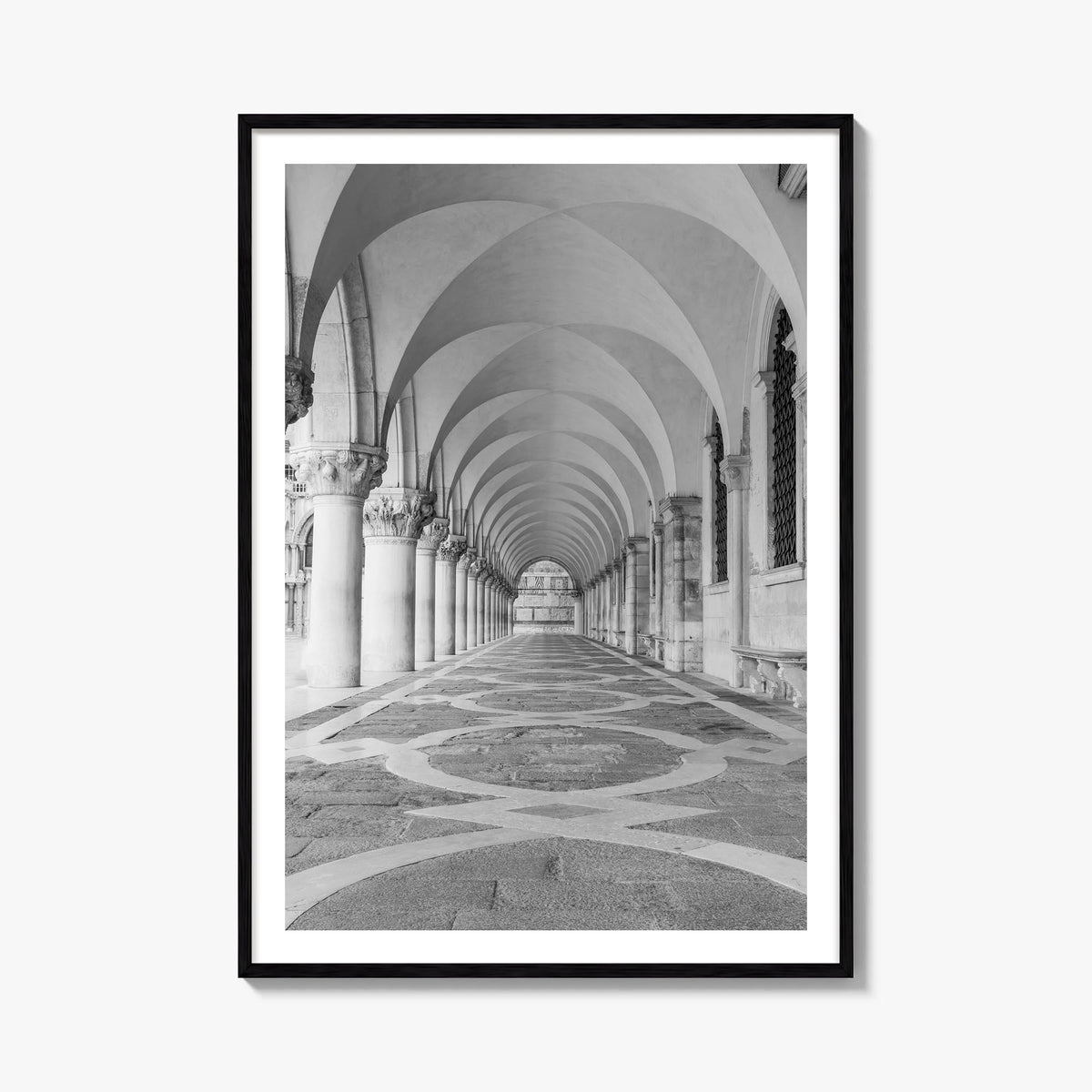Archway no. 3 black & white photo poster – vertical wall art, unframed print shown in interior mockup