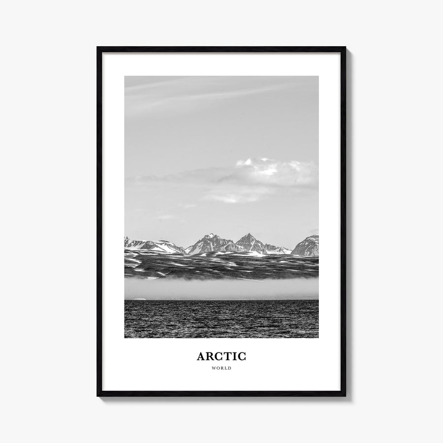 Arctic black & white classic poster – vertical wall art, unframed print shown in interior mockup