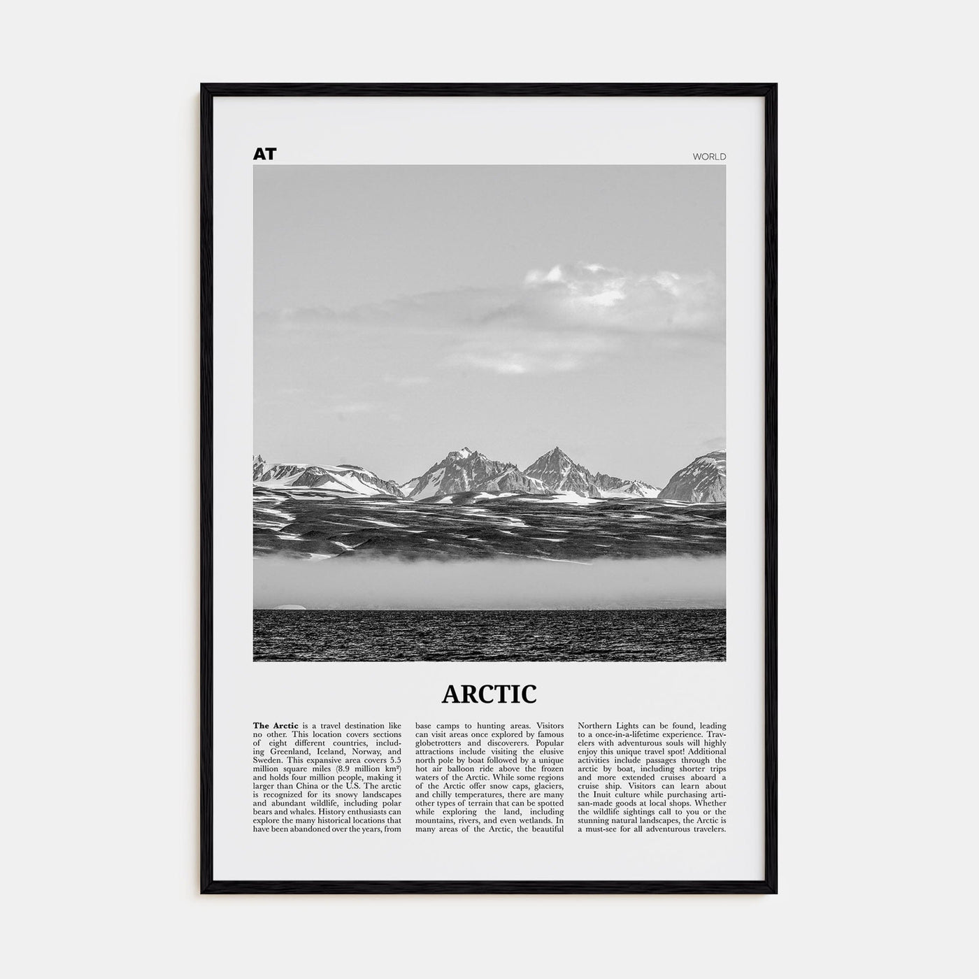 Arctic Poster Black Wood / 8x12 in Nbourhood Travel B&W Poster