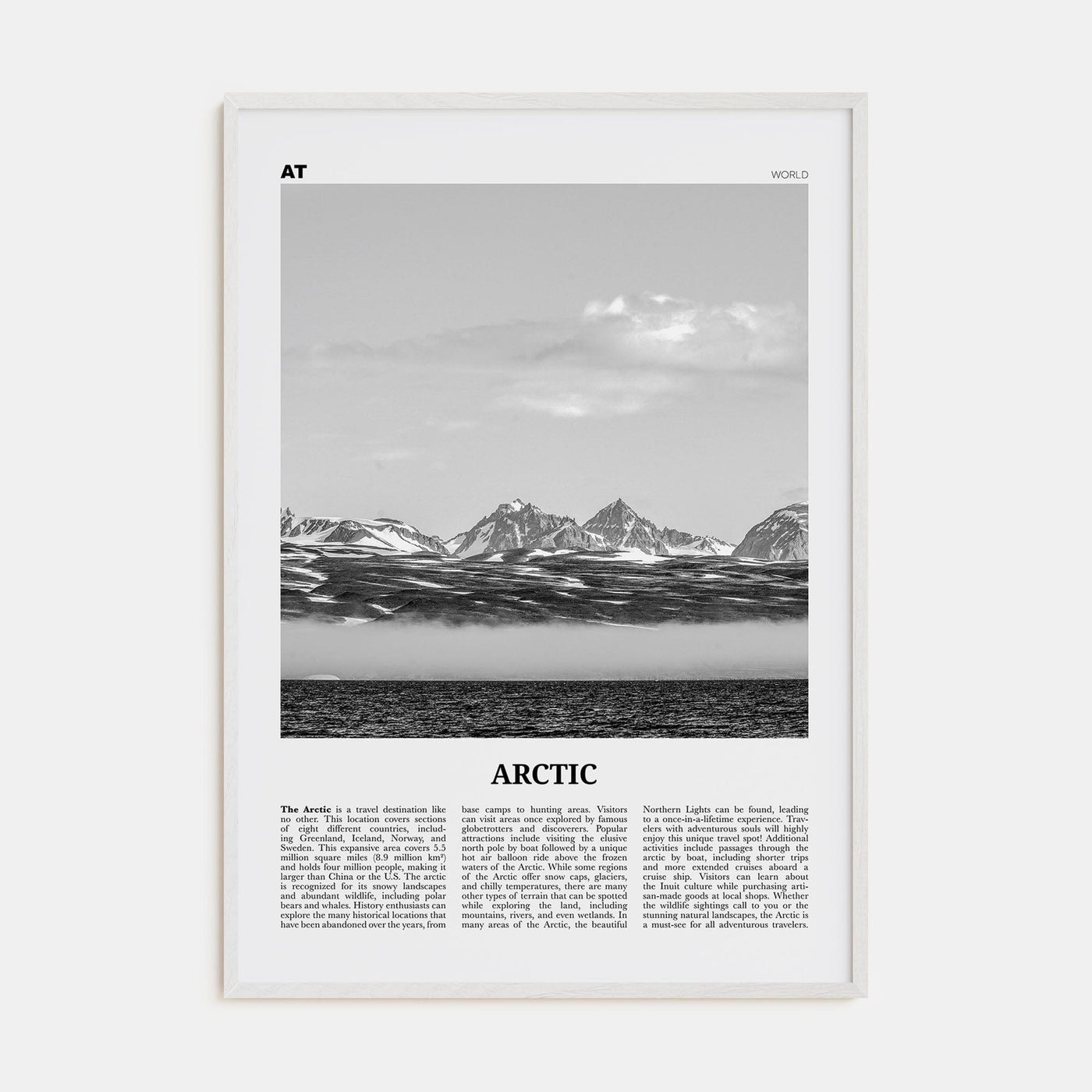 Arctic Poster White Wood / 8x12 in Nbourhood Travel B&W Poster