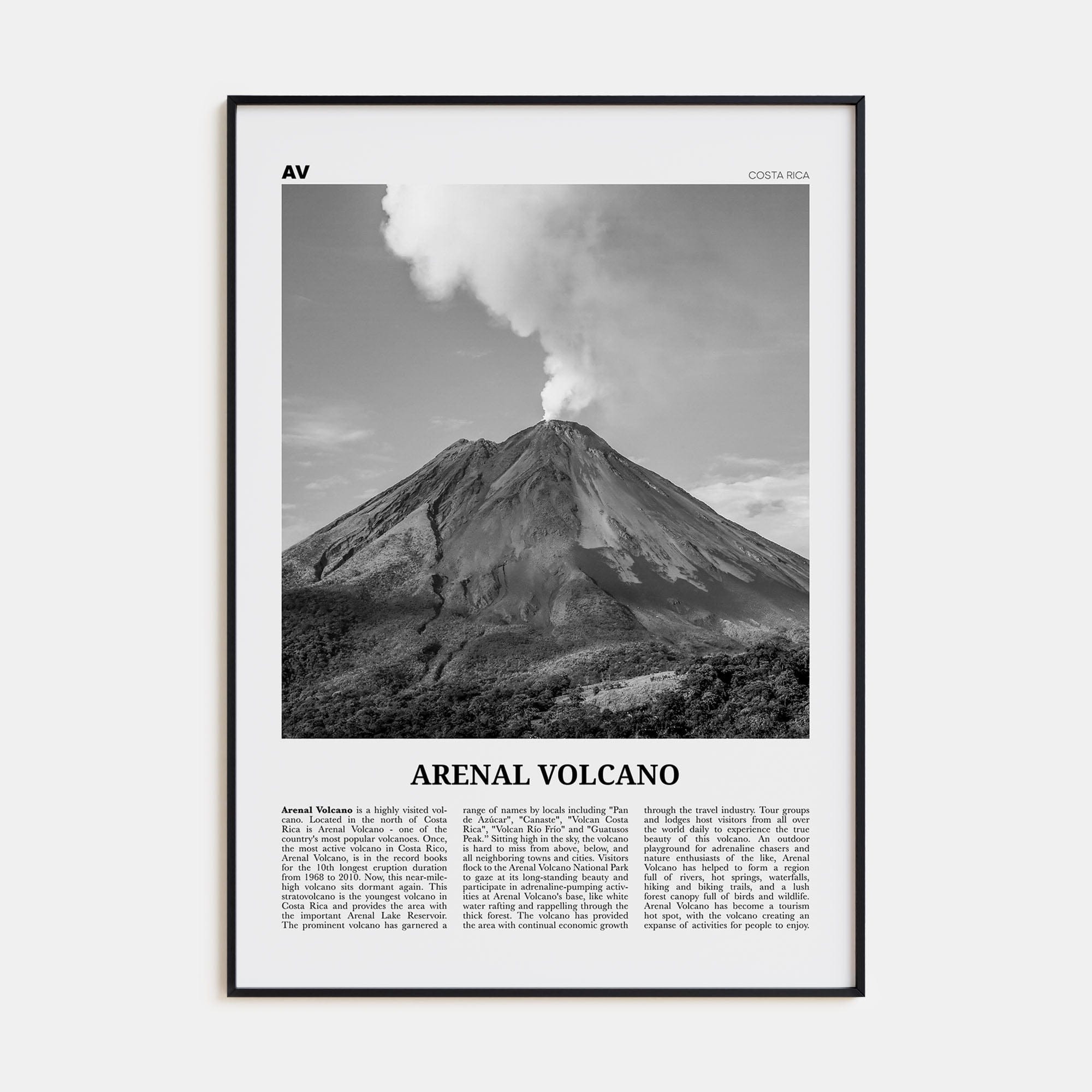 Arenal Volcano National Park Poster None / 8x12 in Nbourhood Travel B&W Poster