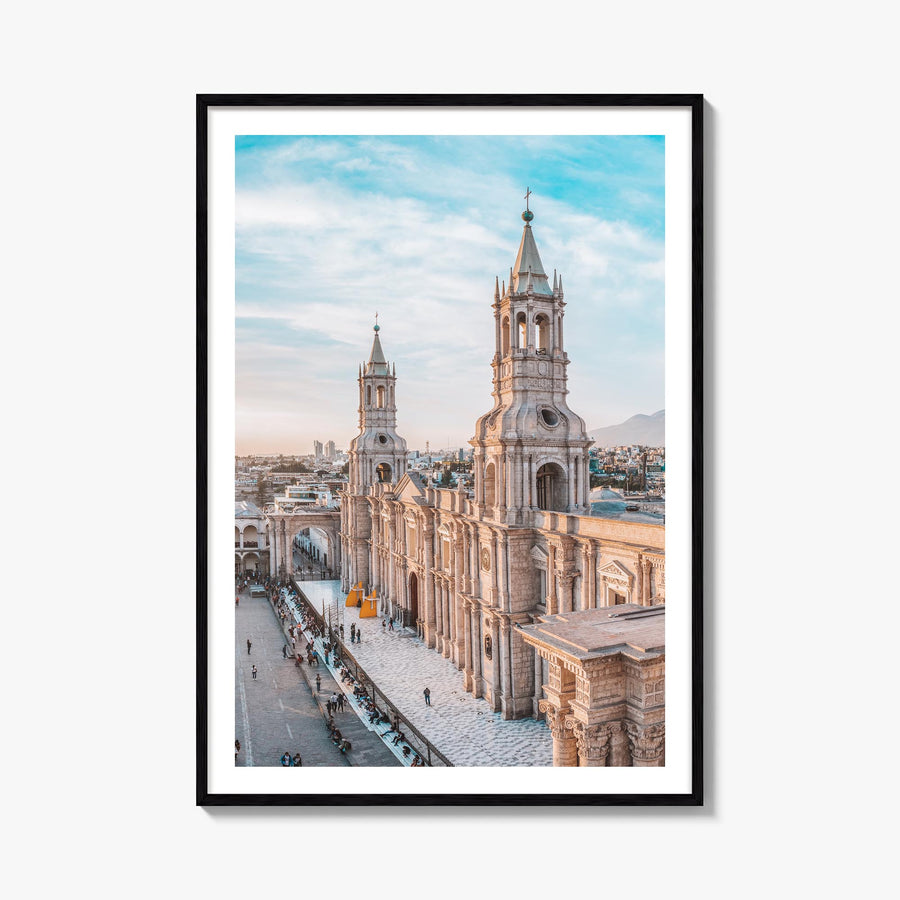 Arequipa colorful photo poster of Peru – vertical wall art, unframed print shown in interior mockup