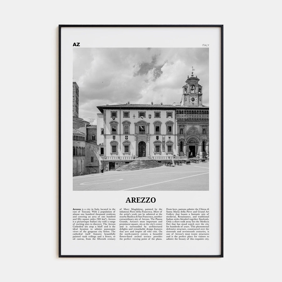 Arezzo Poster Black Metal / 8x12 in Nbourhood Travel B&W Poster