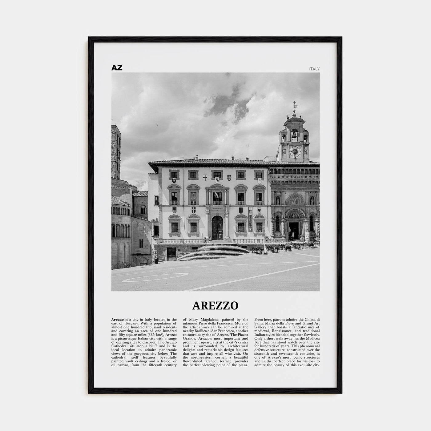 Arezzo Poster Black Wood / 8x12 in Nbourhood Travel B&W Poster