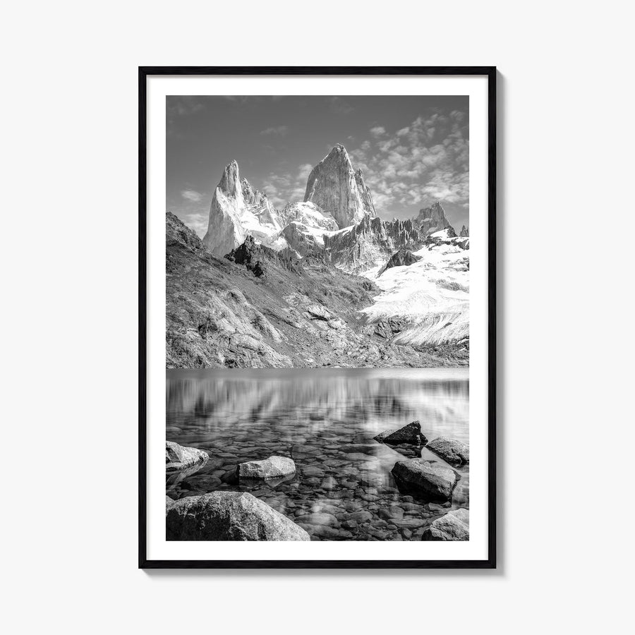 Argentina black & white photo poster of South America – vertical wall art, unframed print shown in interior mockup