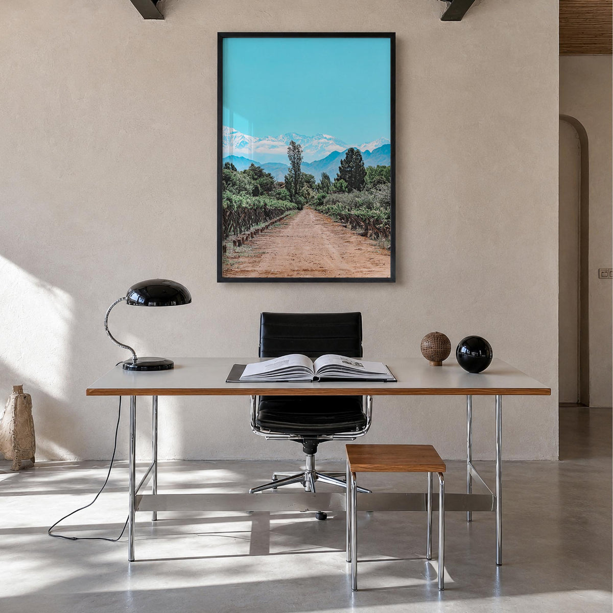 Argentina colorful photo poster of South America – vertical wall art in black wood frame, hanging on wall