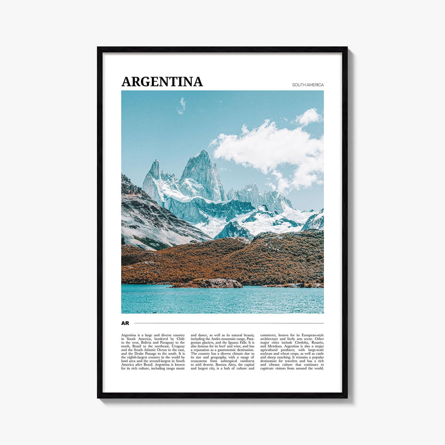 Argentina colorful travel poster of South America – vertical wall art, unframed print shown in interior mockup