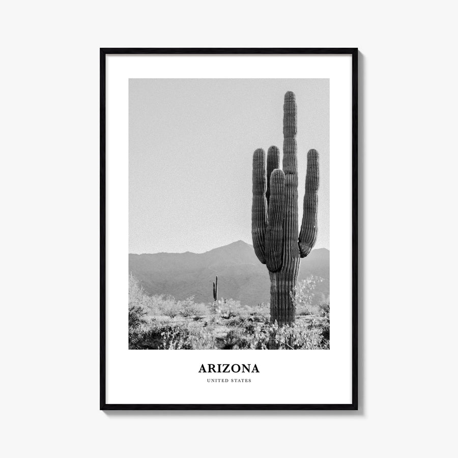 Arizona no. 1 black & white classic poster of United States – vertical wall art, unframed print shown in interior mockup