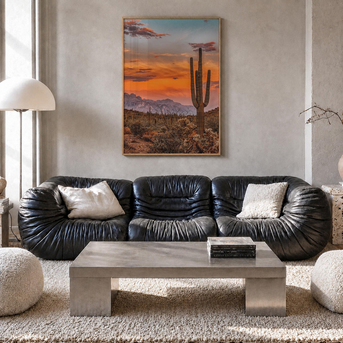 Arizona no. 1 colorful photo poster of United States – vertical wall art in natural wood frame, hanging on wall