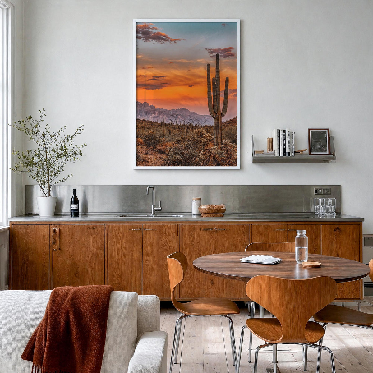 Arizona no. 1 colorful photo poster of United States – vertical wall art in white wood frame, hanging on wall