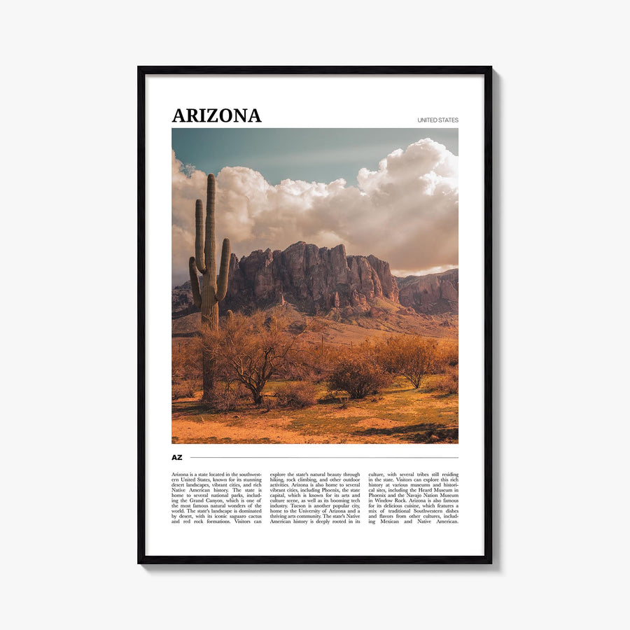 Arizona no. 1 colorful travel poster of United States – vertical wall art, unframed print shown in interior mockup