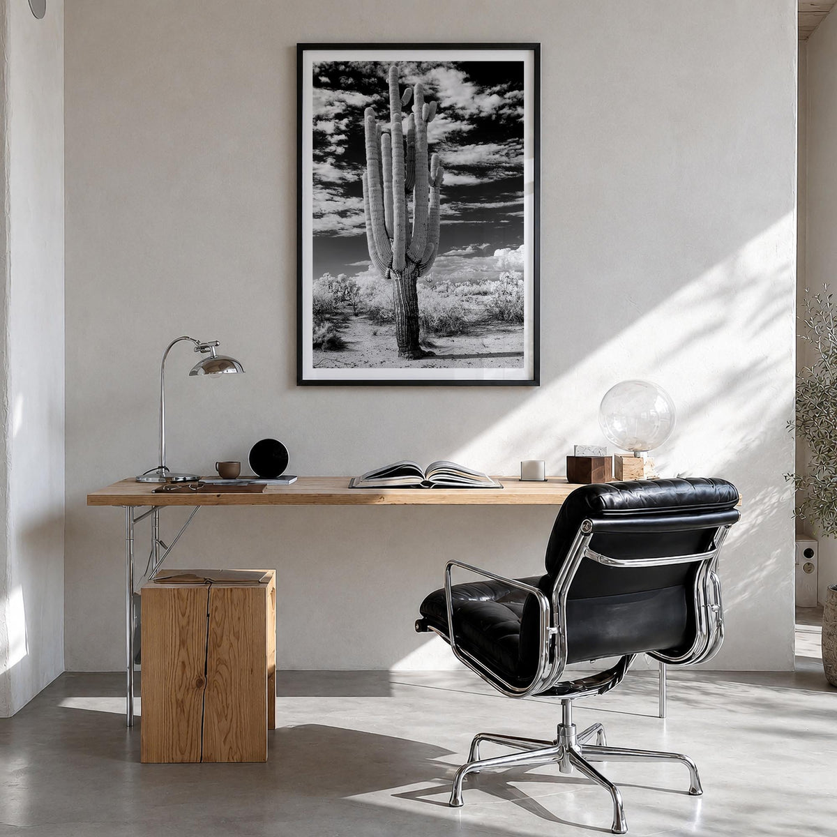 Arizona no. 2 black & white photo poster of United States – vertical wall art in black wood frame with white border, hanging 
