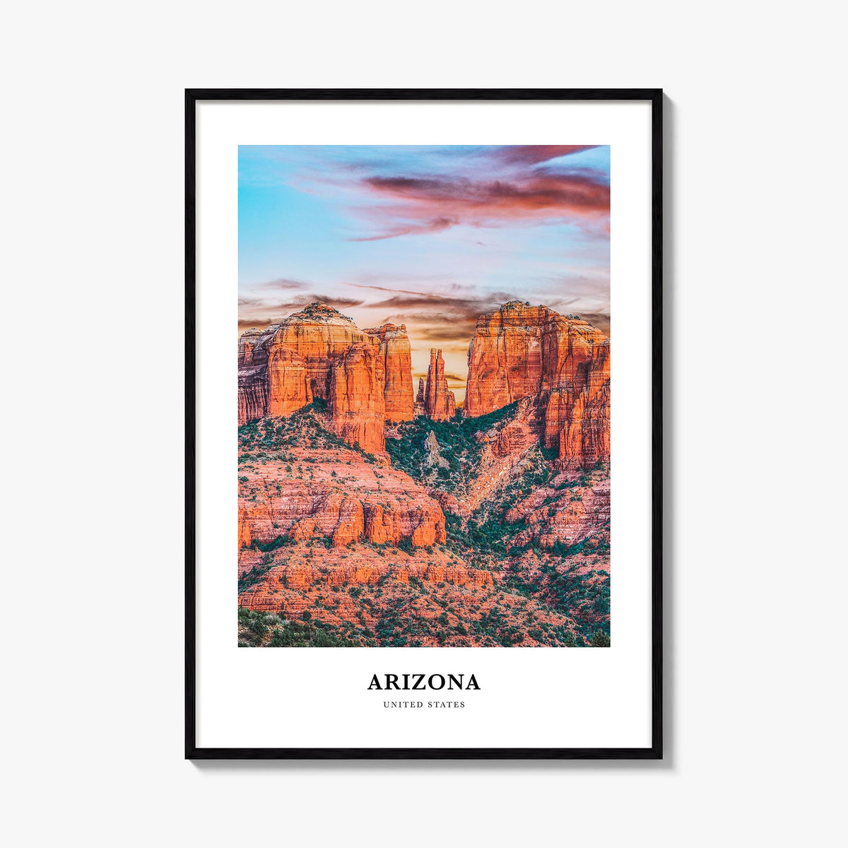 Arizona no. 2 colorful classic poster of United States – vertical wall art, unframed print shown in interior mockup