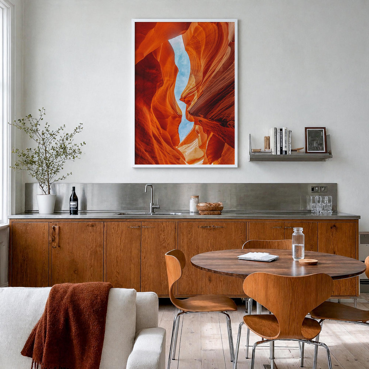 Arizona no. 2 colorful photo poster of United States – vertical wall art in white wood frame, hanging on wall