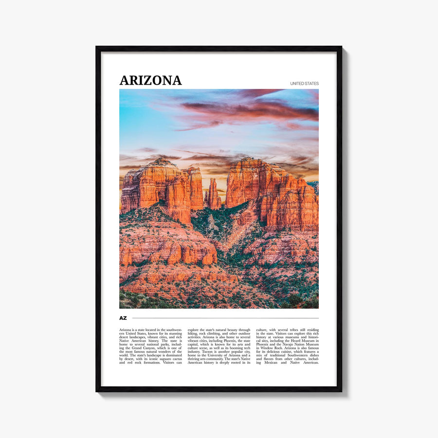 Arizona no. 2 colorful travel poster of United States – vertical wall art, unframed print shown in interior mockup