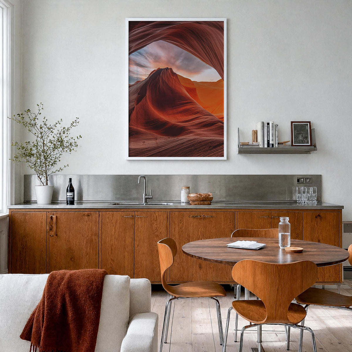 Arizona no. 3 colorful photo poster of United States – vertical wall art in white wood frame, hanging on wall