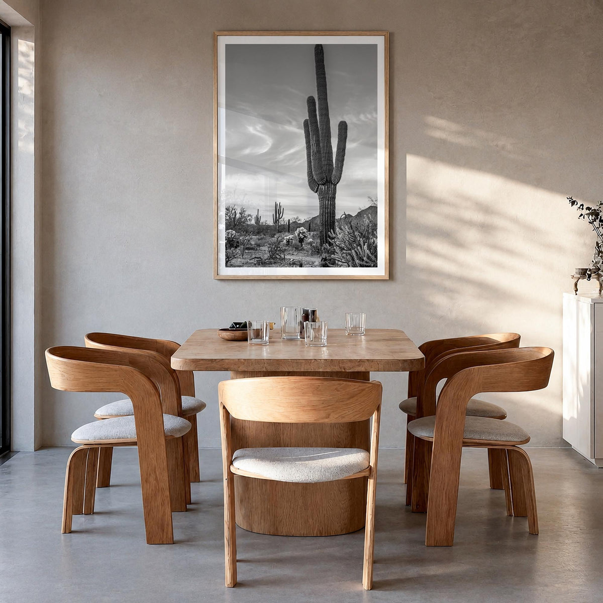 Arizona no. 5 black & white photo poster of United States – vertical wall art in natural wood frame with white border, hangin