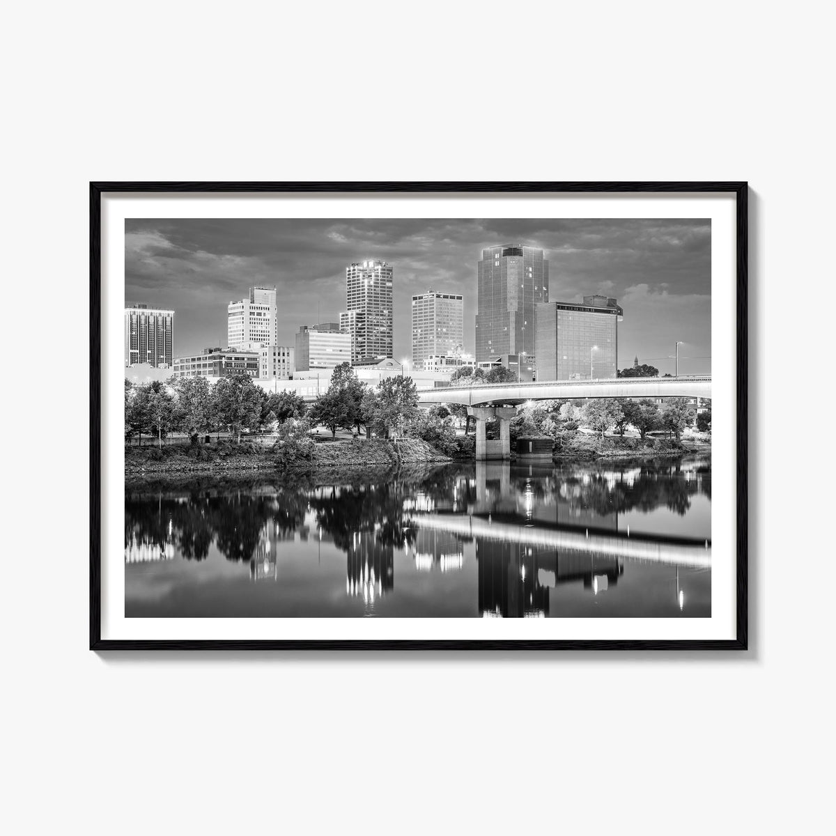 Arkansas black & white photo poster of United States – horizontal wall art, unframed print shown in interior mockup