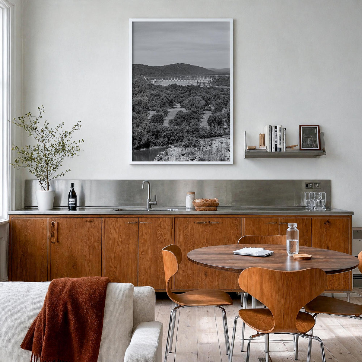 Arkansas no. 1 black & white photo poster of United States – vertical wall art in white wood frame, hanging on wall