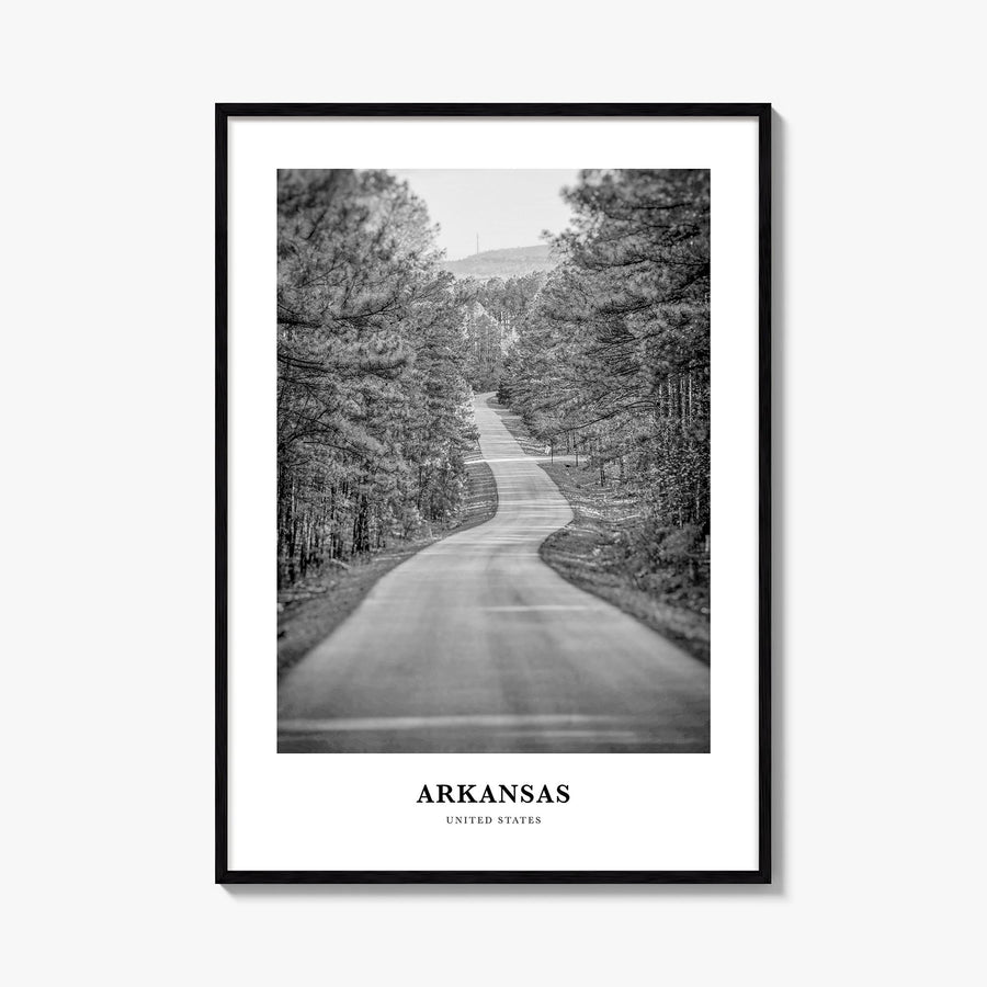 Arkansas no. 2 black & white classic poster of United States – vertical wall art, unframed print shown in interior mockup