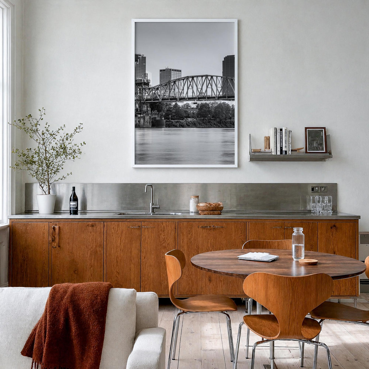 Arkansas no. 2 black & white photo poster of United States – vertical wall art in white wood frame, hanging on wall