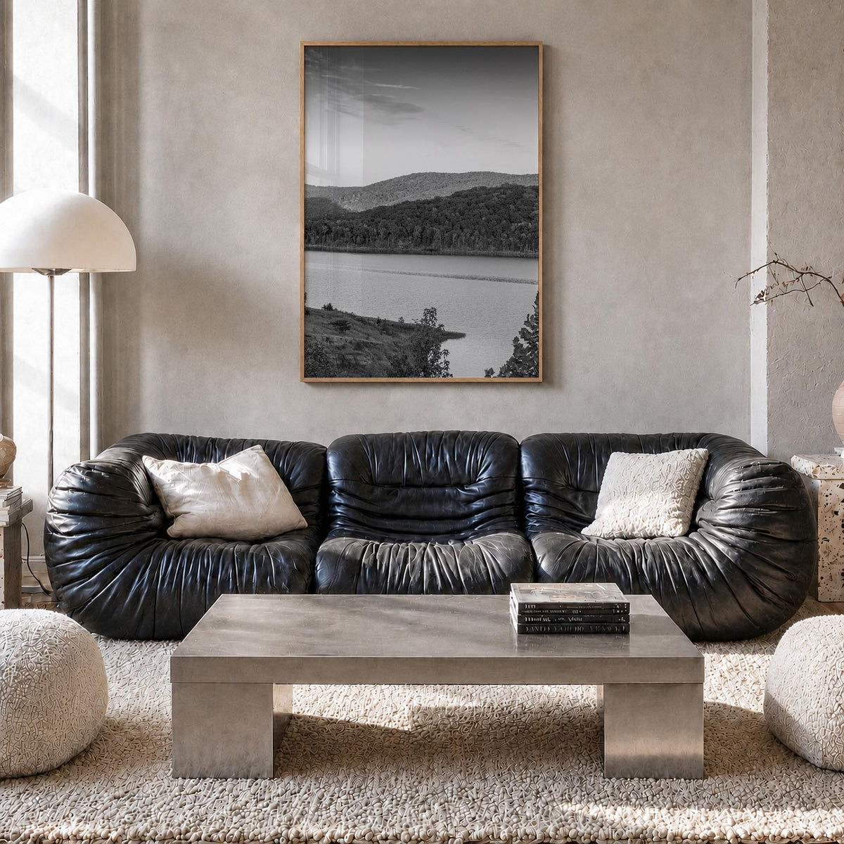 Arkansas no. 3 black & white photo poster of United States – vertical wall art in natural wood frame, hanging on wall
