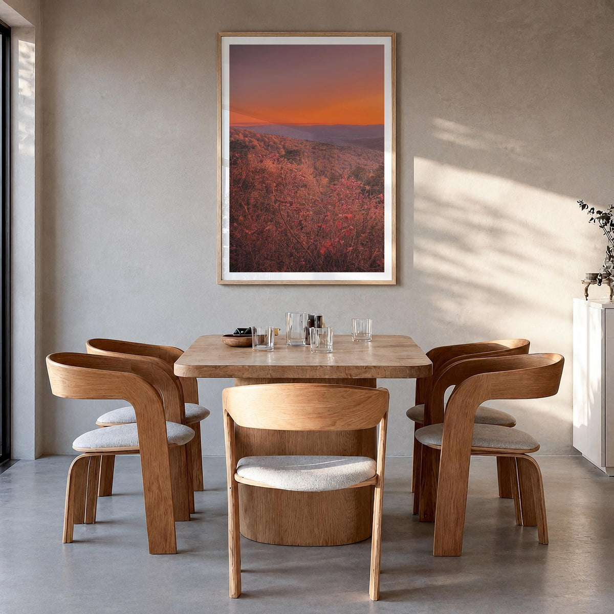 Arkansas no. 3 colorful photo poster of United States – vertical wall art in natural wood frame with white border, hanging on