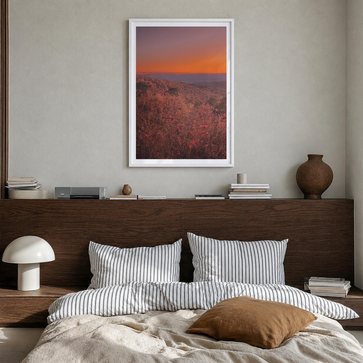 Arkansas no. 3 colorful photo poster of United States – vertical wall art in white wood frame with white border, hanging on w