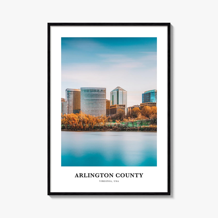 Arlington County, Virginia colorful classic poster of Virginia, USA – vertical wall art, unframed print shown in interior moc