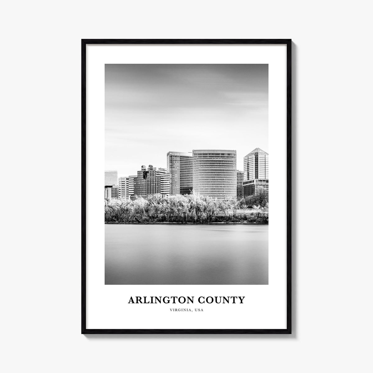 Arlington County, Virginia no. 2 black & white classic poster of Virginia, USA – vertical wall art, unframed print shown in i