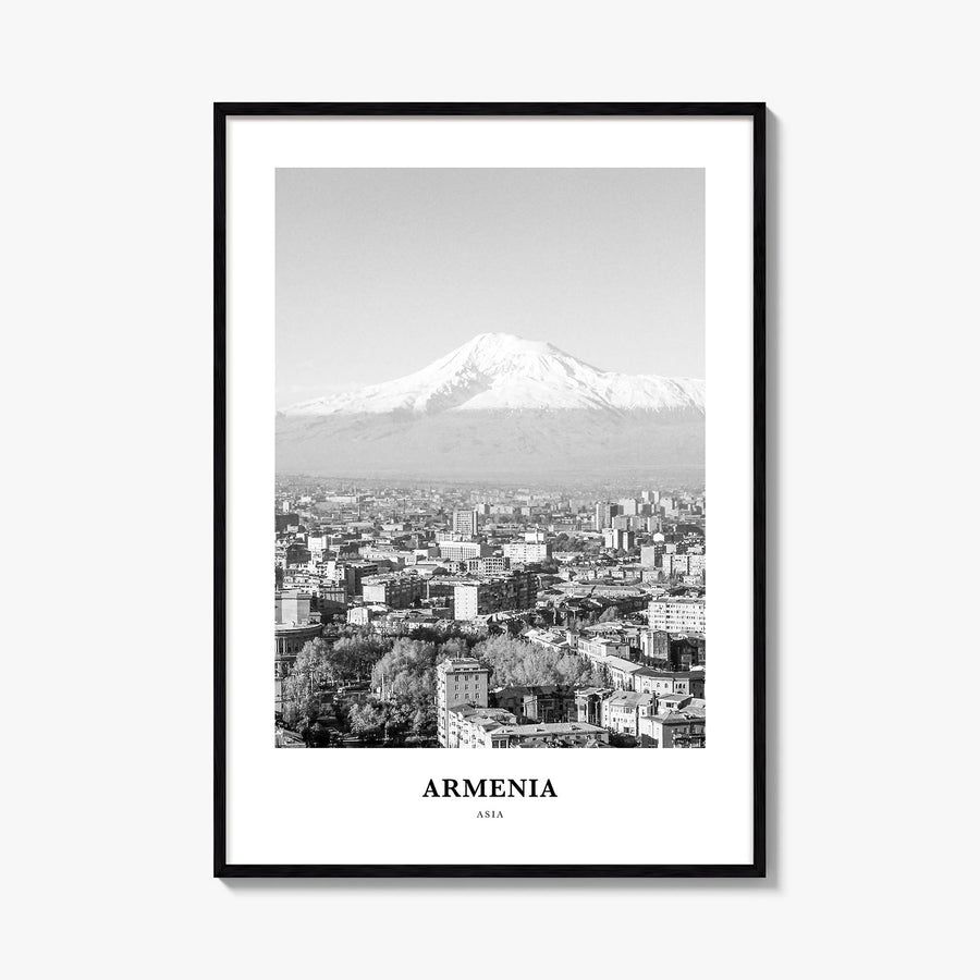 Armenia black & white classic poster of Asia – vertical wall art, unframed print shown in interior mockup