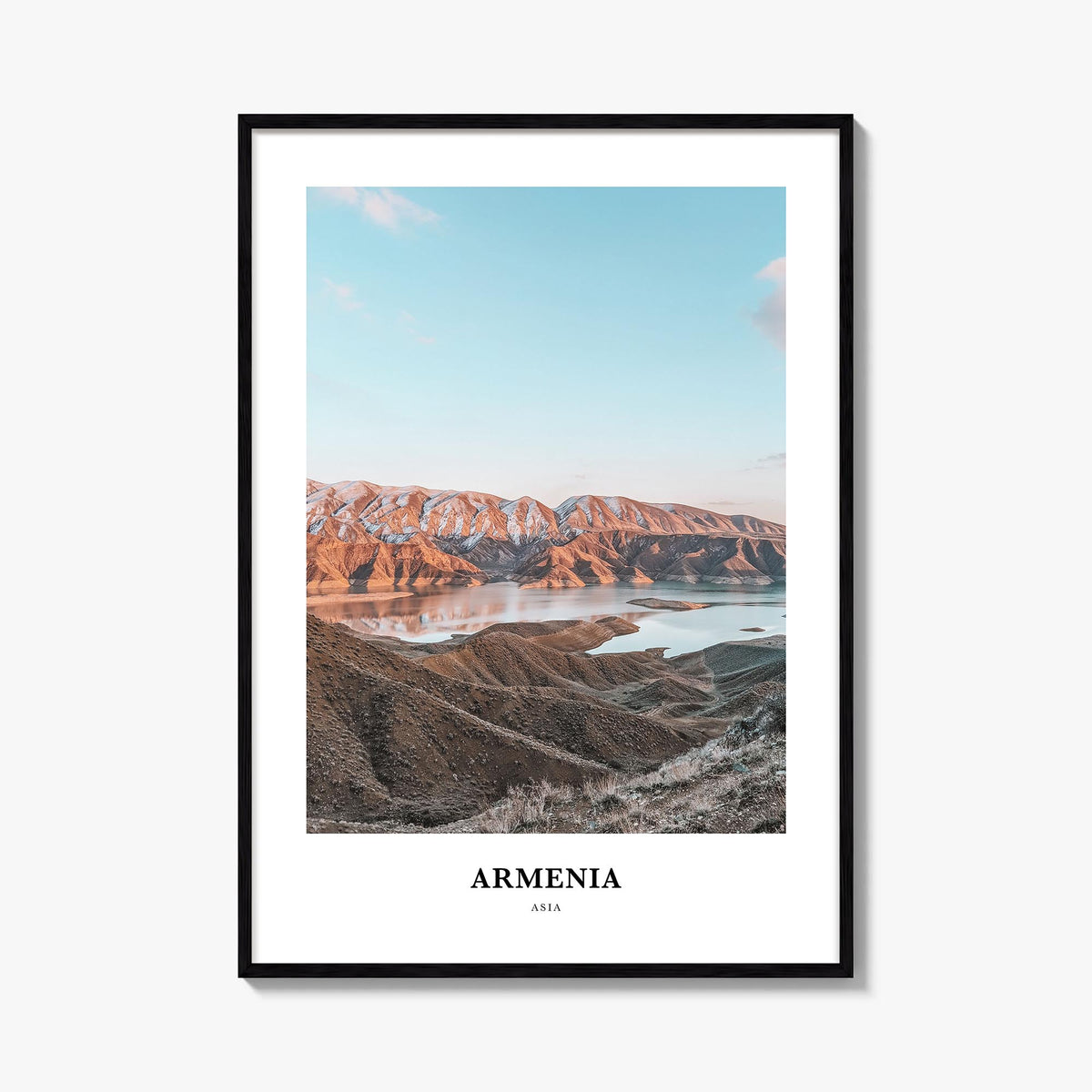 Armenia colorful classic poster of Asia – vertical wall art, unframed print shown in interior mockup