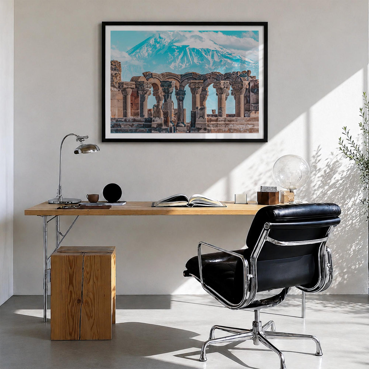 Armenia colorful photo poster of Asia – horizontal wall art in black wood frame with white border, hanging on wall