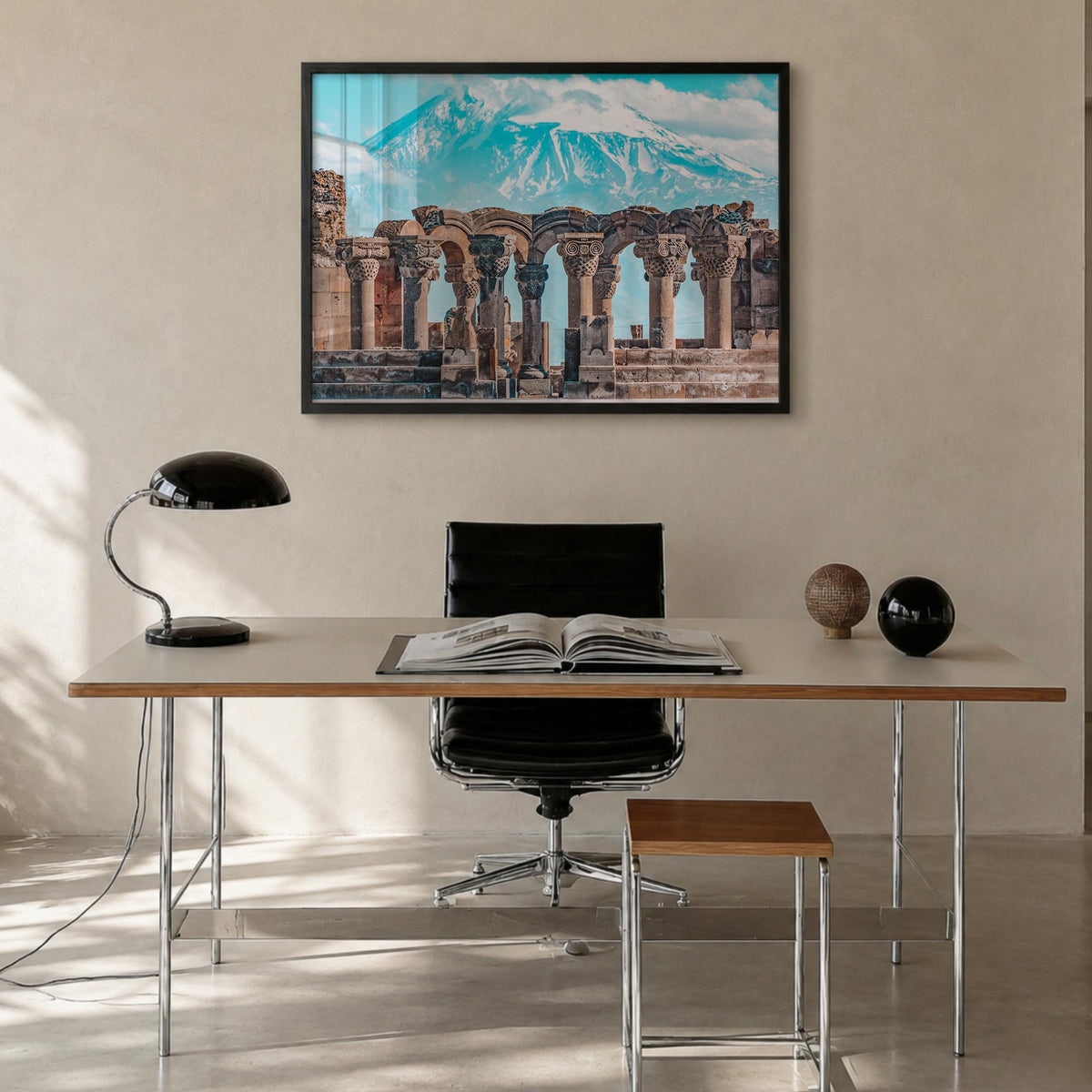 Armenia colorful photo poster of Asia – horizontal wall art in black wood frame, hanging on wall