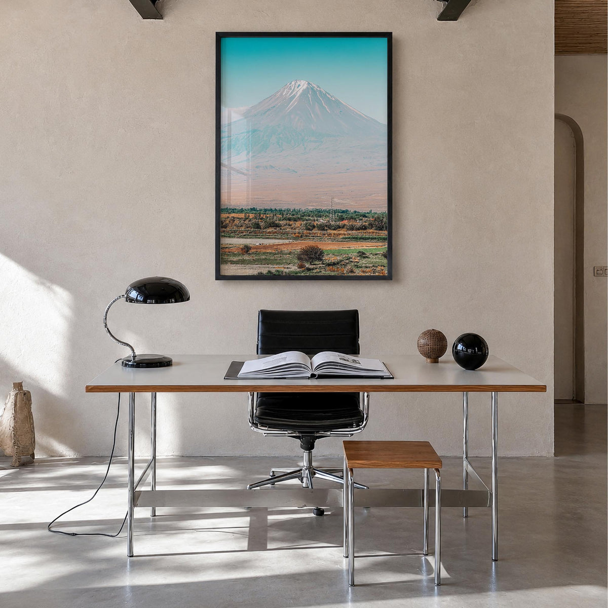 Armenia colorful photo poster of Asia – vertical wall art in black wood frame, hanging on wall