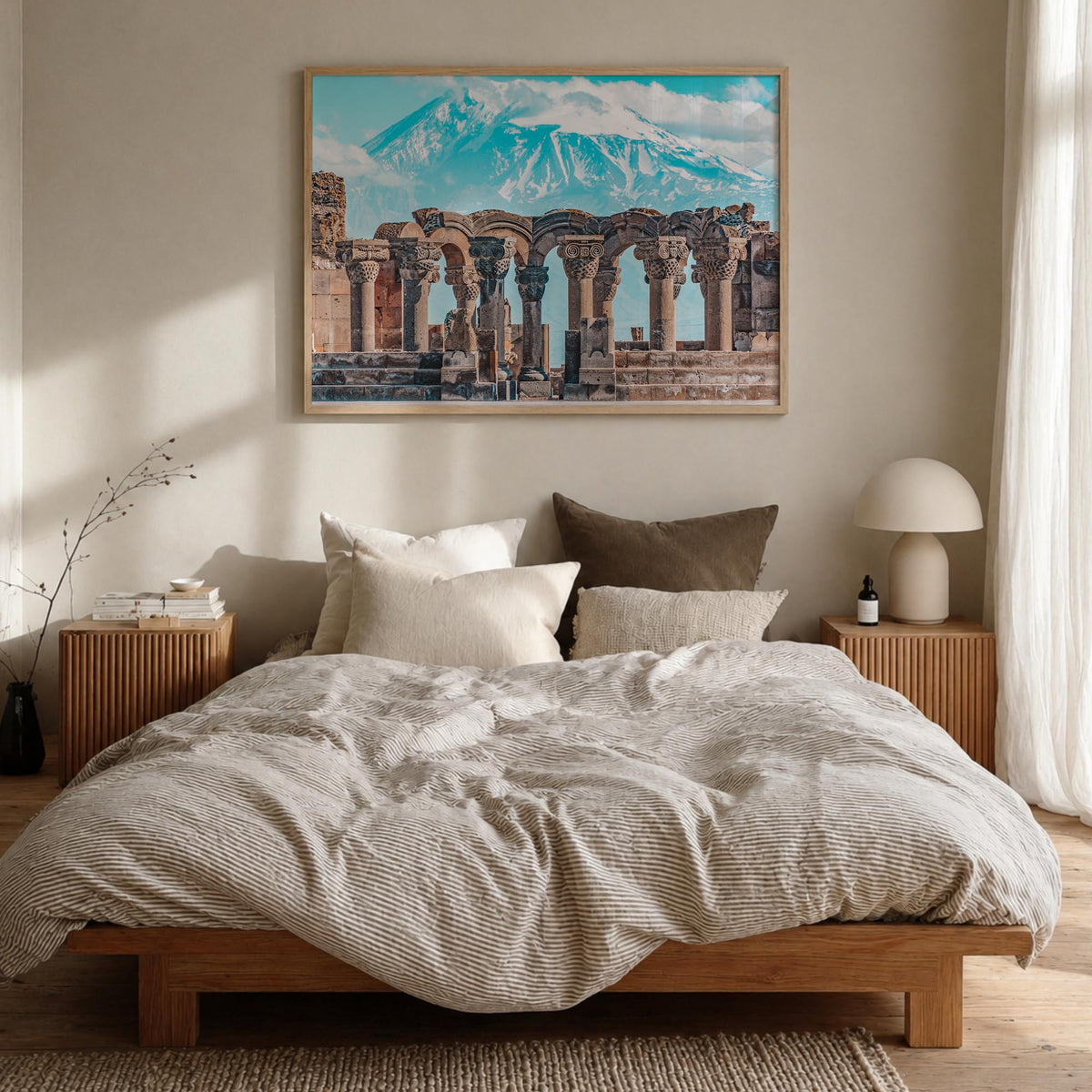 Armenia colorful photo poster of Asia – horizontal wall art in natural wood frame, hanging on wall