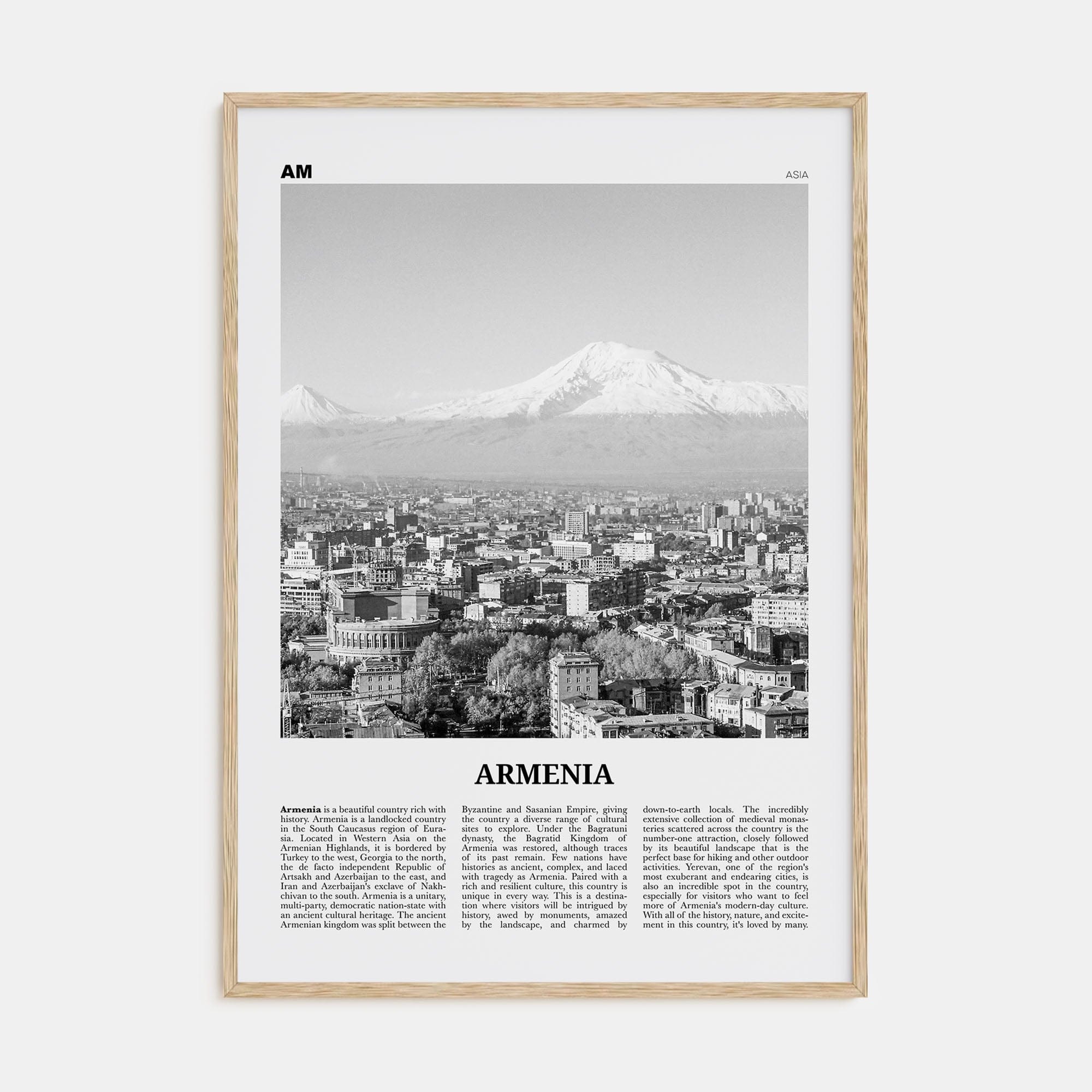 Armenia Poster Natural Wood / 8x12 in Nbourhood Travel B&W Poster