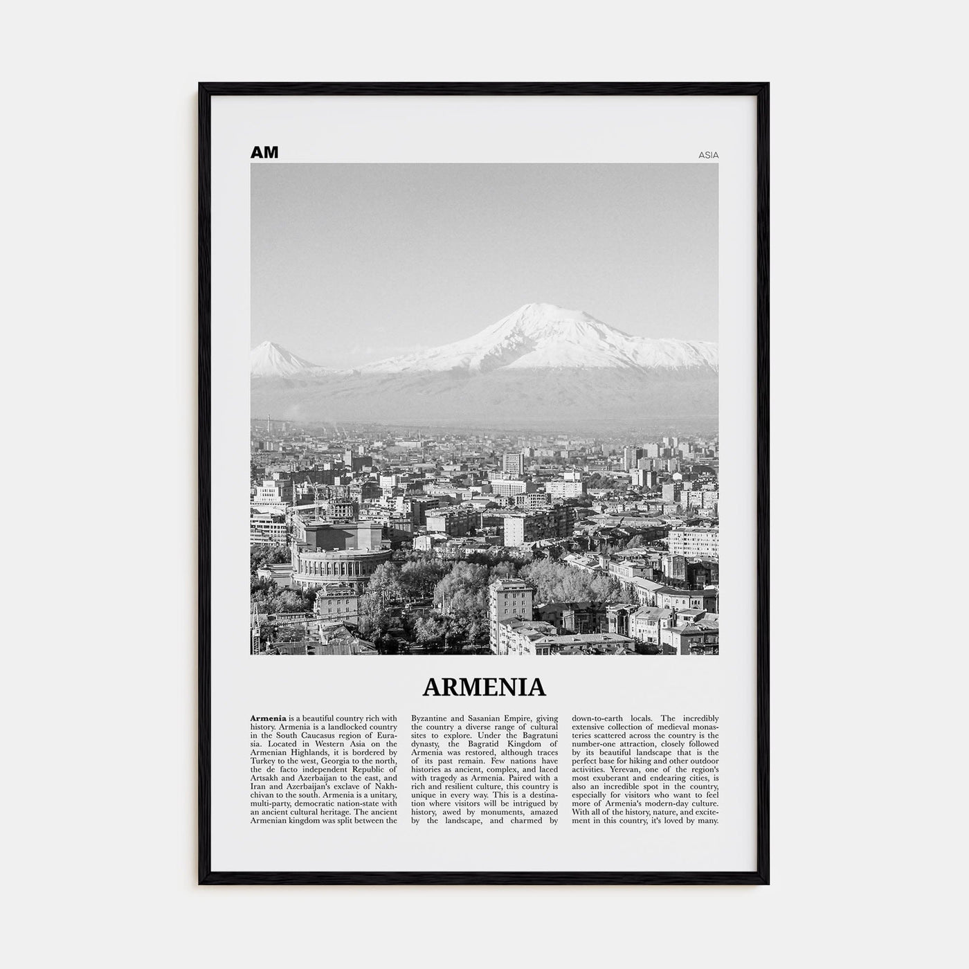 Armenia Poster Black Wood / 8x12 in Nbourhood Travel B&W Poster