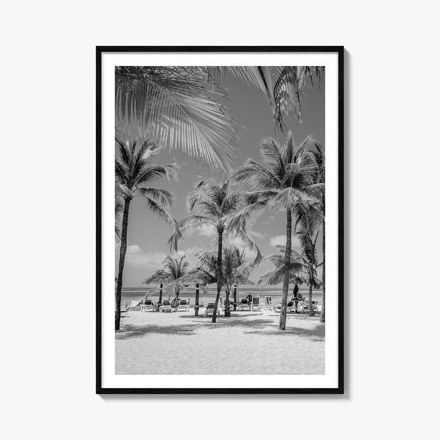 Aruba black & white photo poster of Caribbean – vertical wall art, unframed print shown in interior mockup