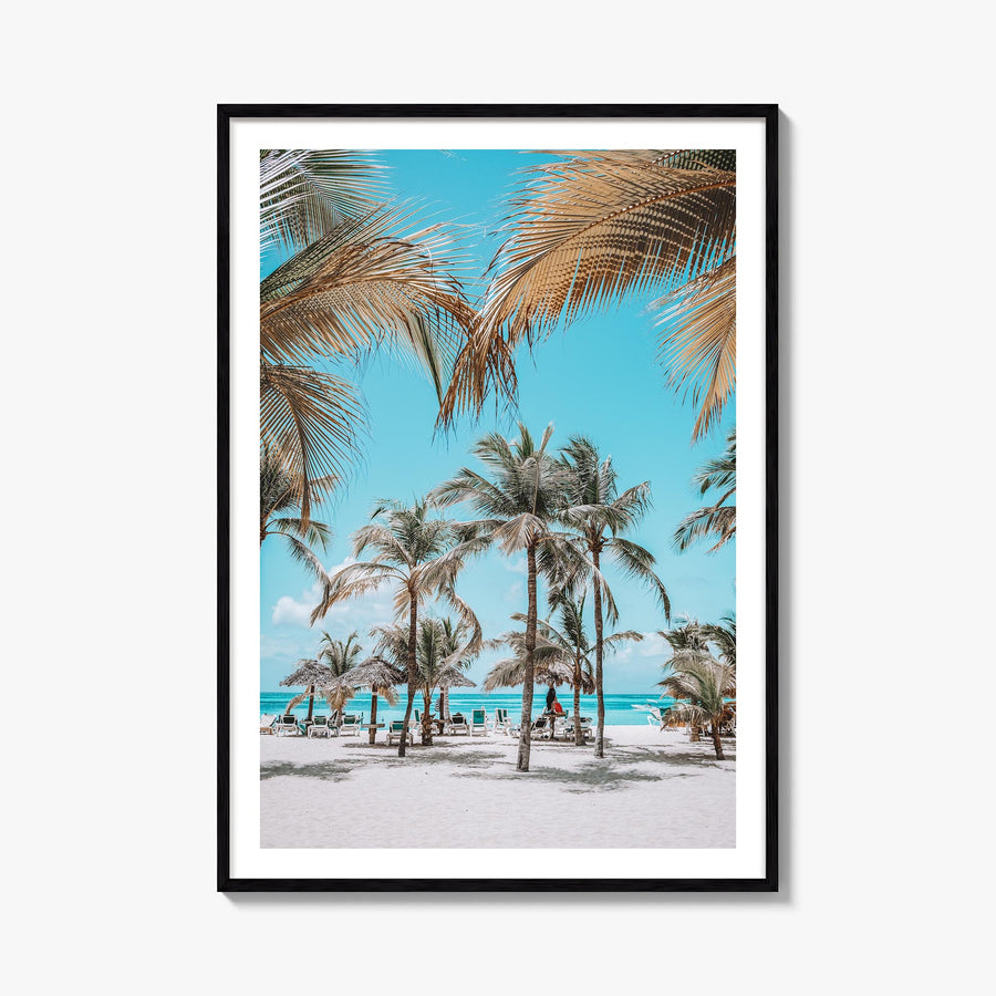 Aruba colorful photo poster of Caribbean – vertical wall art, unframed print shown in interior mockup