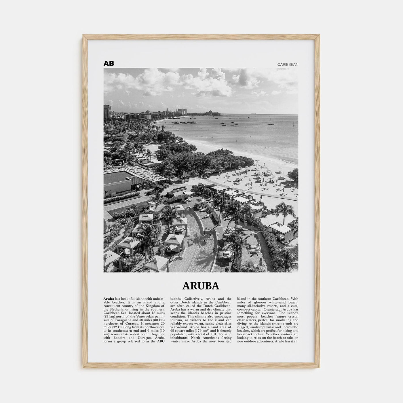 Aruba No 2 Poster Natural Wood / 8x12 in Nbourhood Travel B&W Poster