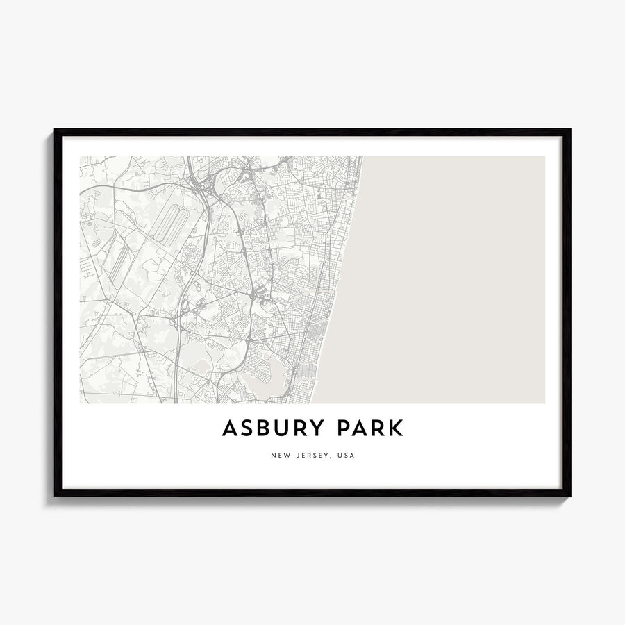 Asbury Park Map Poster, framed poster mockup