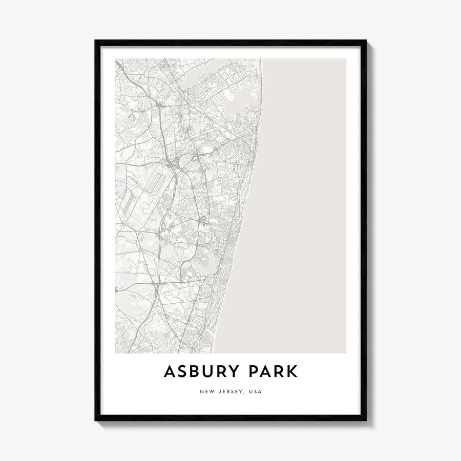 Asbury Park Map Poster, framed poster mockup