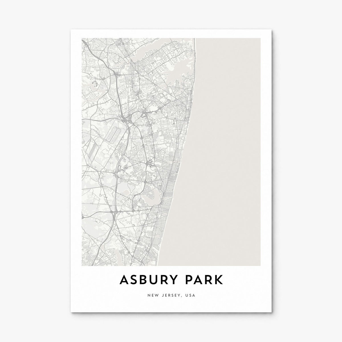 Asbury Park Map Poster, print only (unframed)