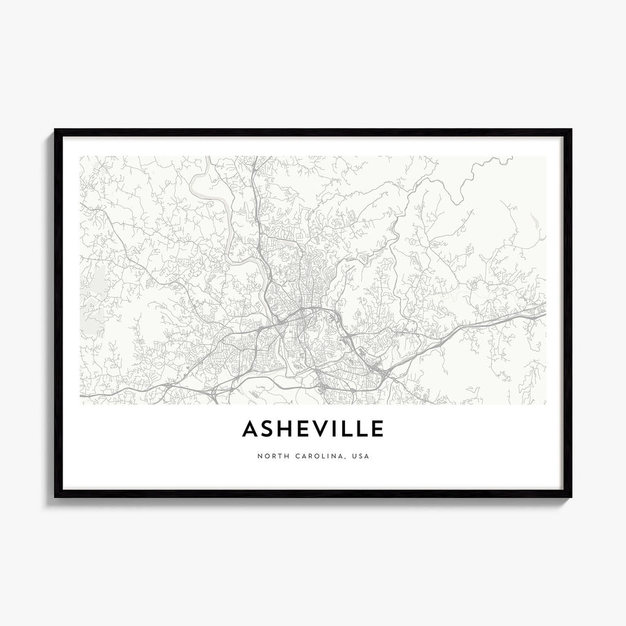 Asheville Map Poster, framed poster mockup