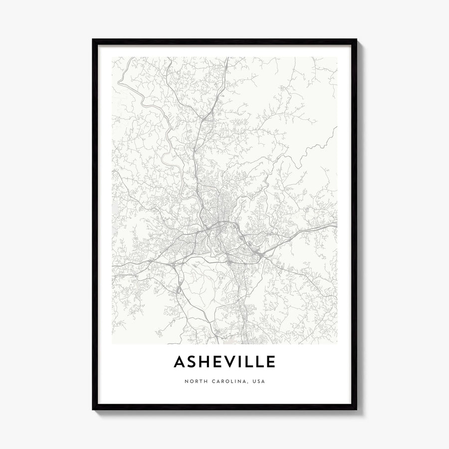 Asheville Map Poster, framed poster mockup