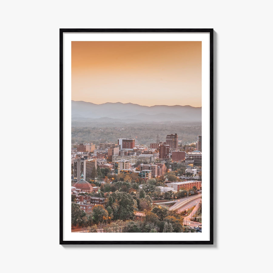 Asheville no. 1 colorful photo poster of North Carolina, USA – vertical wall art, unframed print shown in interior mockup