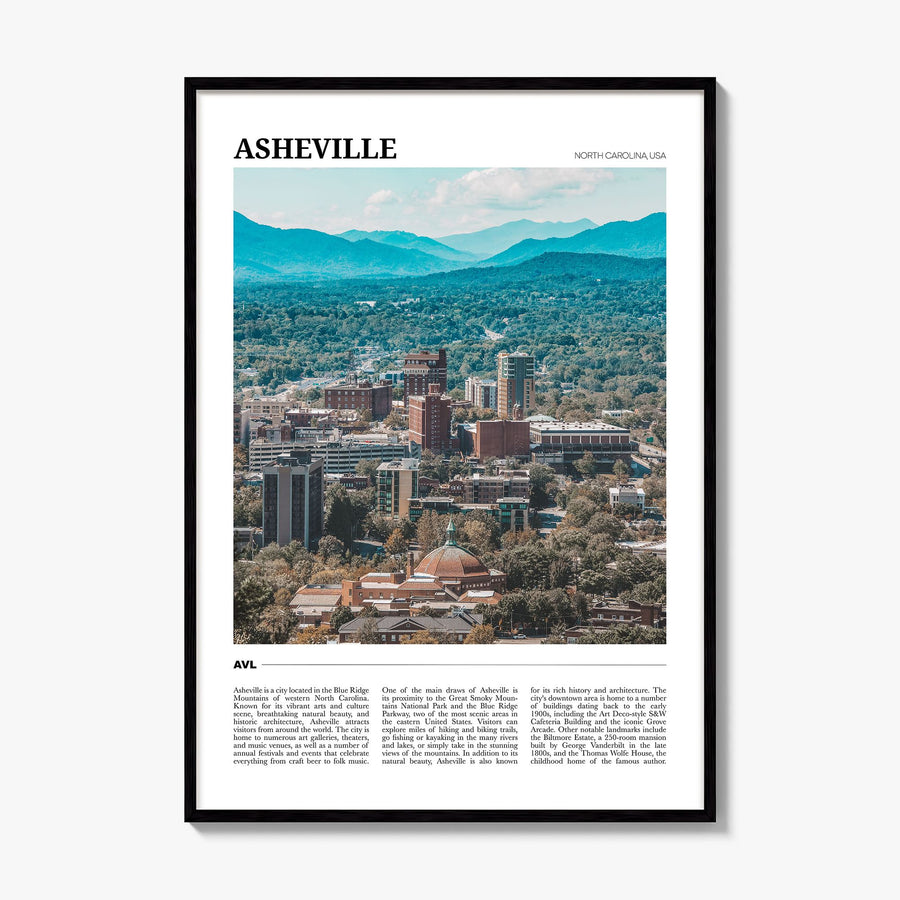 Asheville Travel Poster, framed poster mockup